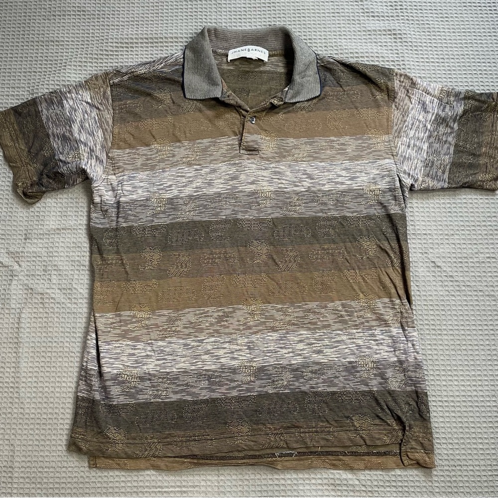 Jhane Barnes Polo Shirt Large Men’s Vintage Streetwear Abstract‎ Italy